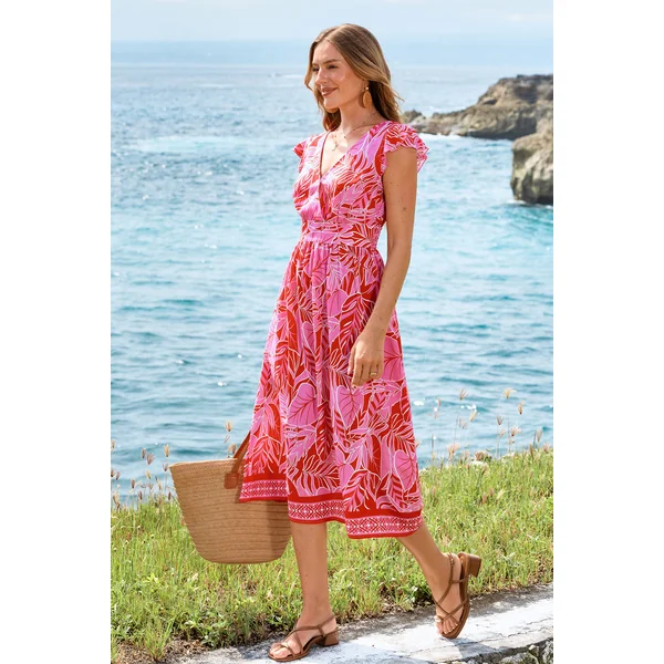 Robe longue tropicale romantique