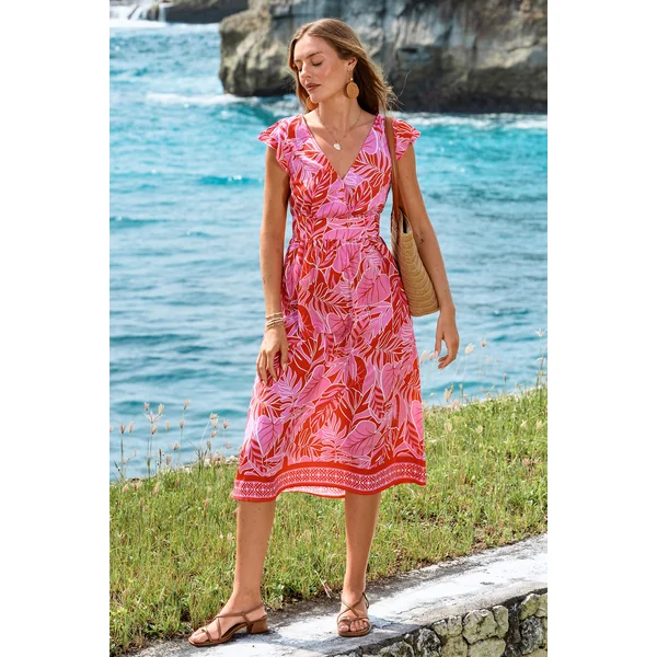 Robe longue tropicale romantique