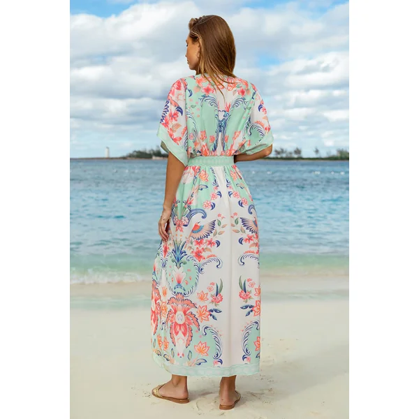 Robe longue tropicale taille élastique