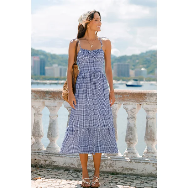 Robe longue vichy