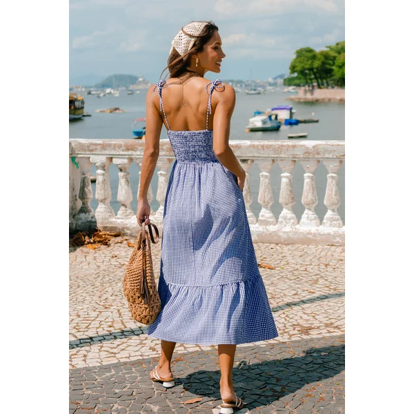 Robe longue vichy