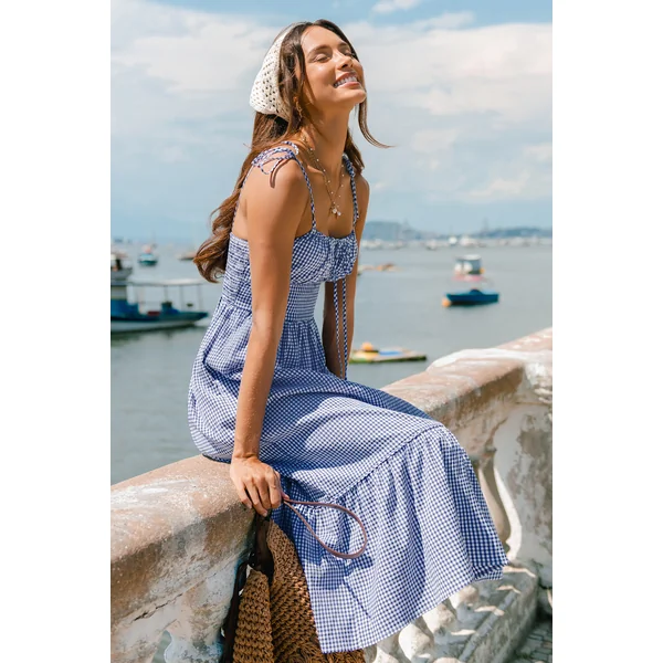 Robe longue vichy