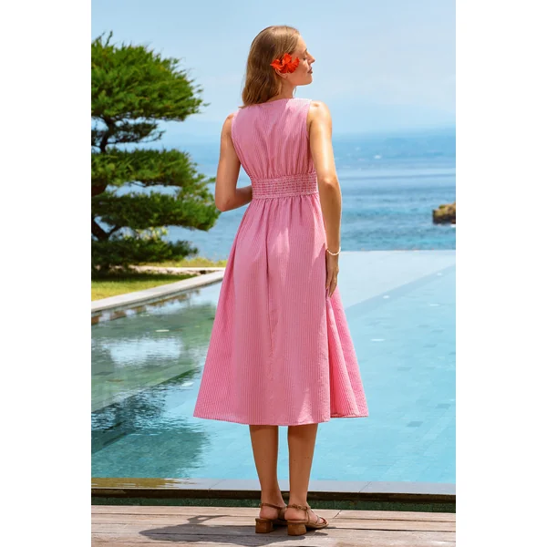 Robe longue à carreaux estivale