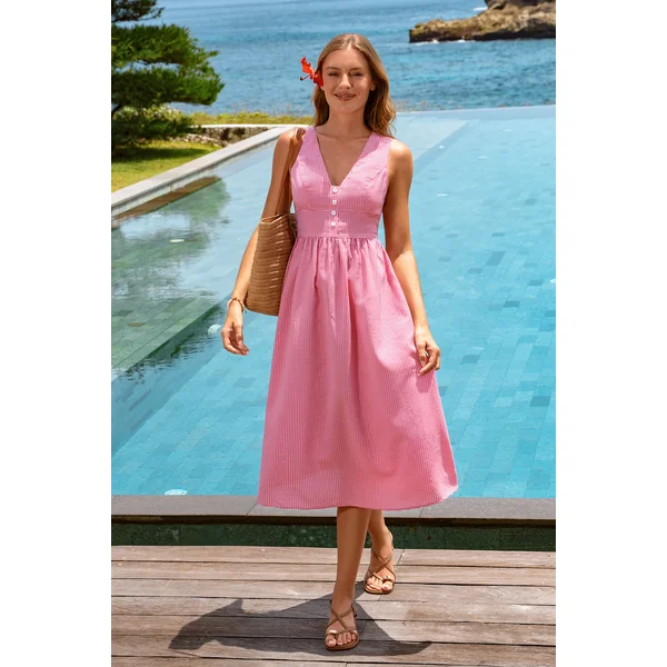 Robe longue à carreaux estivale