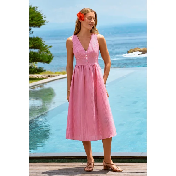 Robe longue à carreaux estivale