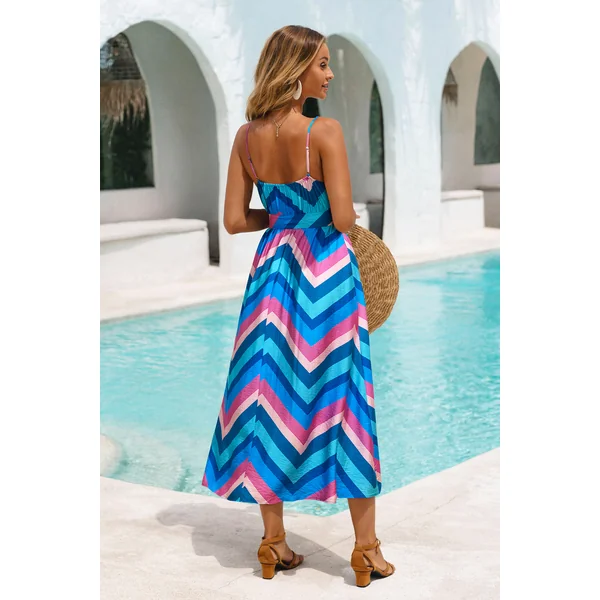 Robe longue à chevron