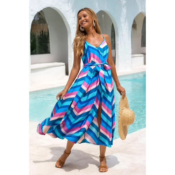 Robe longue à chevron