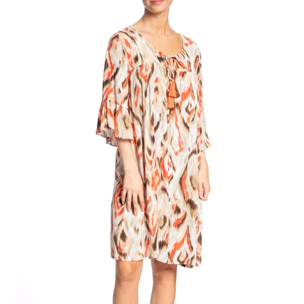 Robe manches 3/4 volantées Multicolore