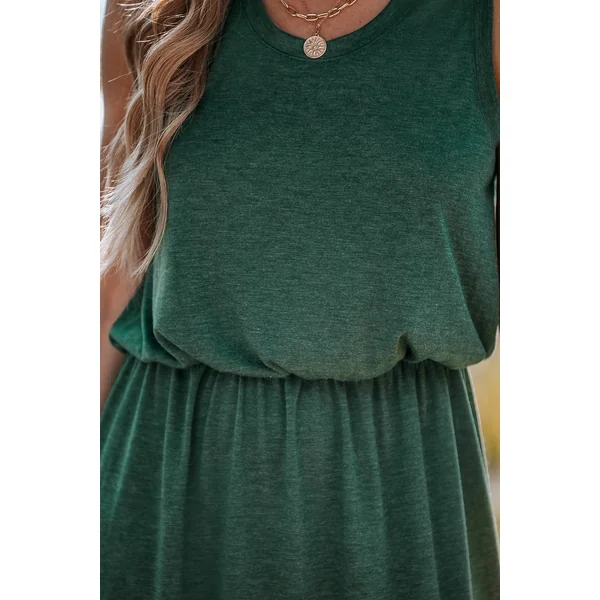 Robe maxi fendue sur le côté verte