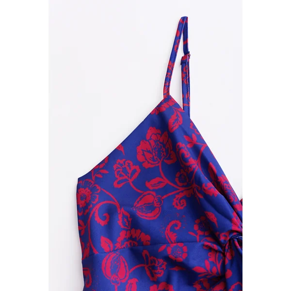 Robe maxi florale à col en V avec nœud