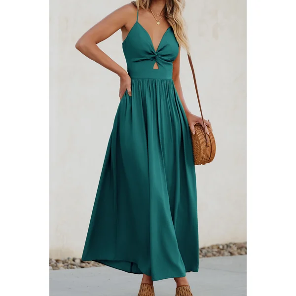 Robe maxi torsadée sur le devant avec trou de serrure