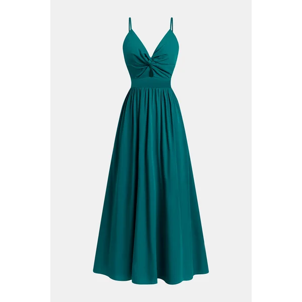 Robe maxi torsadée sur le devant avec trou de serrure