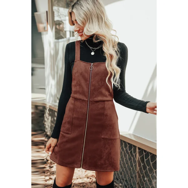 Robe mini chasuble en suédine avec joint torique