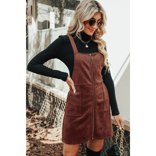 Robe mini chasuble en suédine avec joint torique