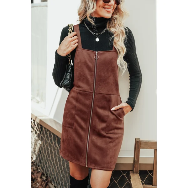 Robe mini chasuble en suédine avec joint torique