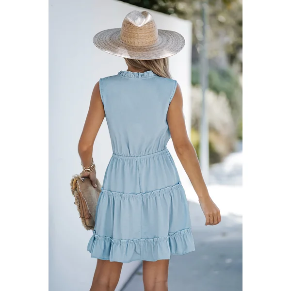 Robe mini à volants et à nouer