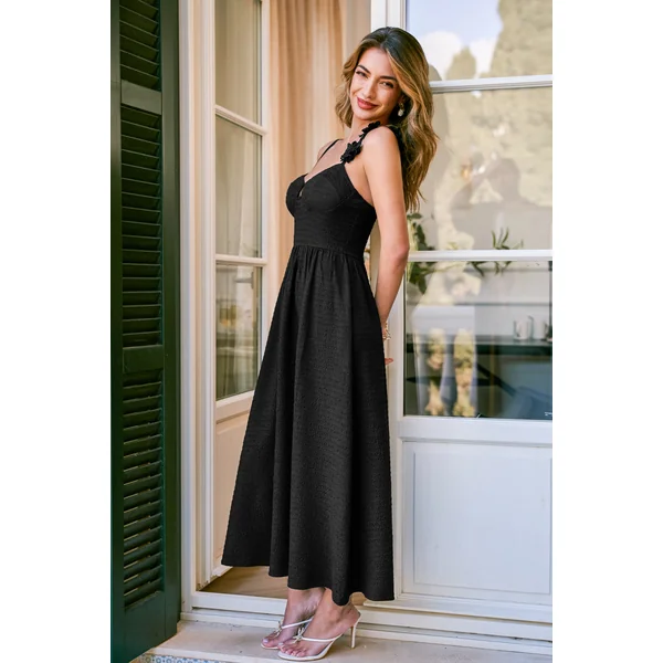Robe noire rosette