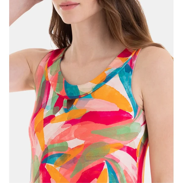 Robe sans manches imprimé aquarelle multicolore