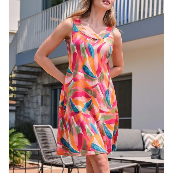 Robe sans manches imprimé aquarelle multicolore