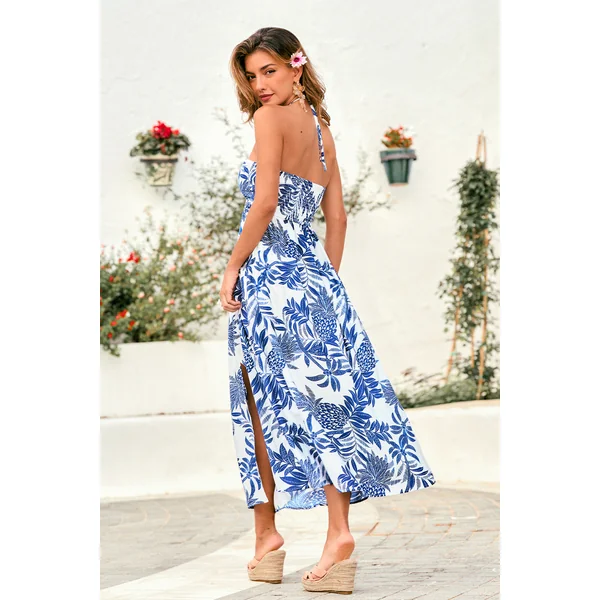 Robe tropicale col cœur sans manches