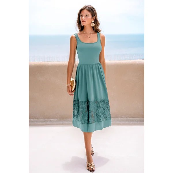 Robe verte col carré mesh