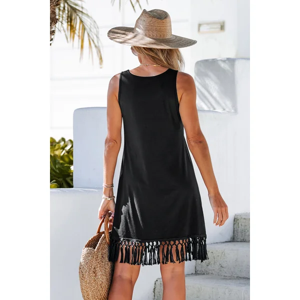 Robe à bretelles midi à glands