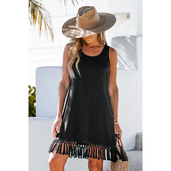 Robe à bretelles midi à glands