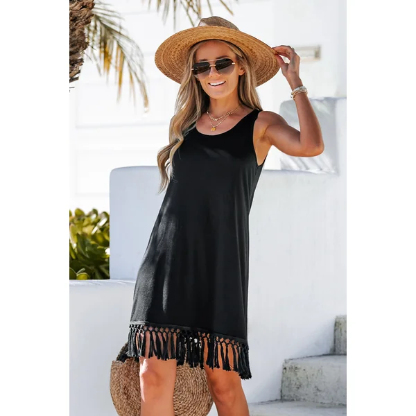 Robe à bretelles midi à glands