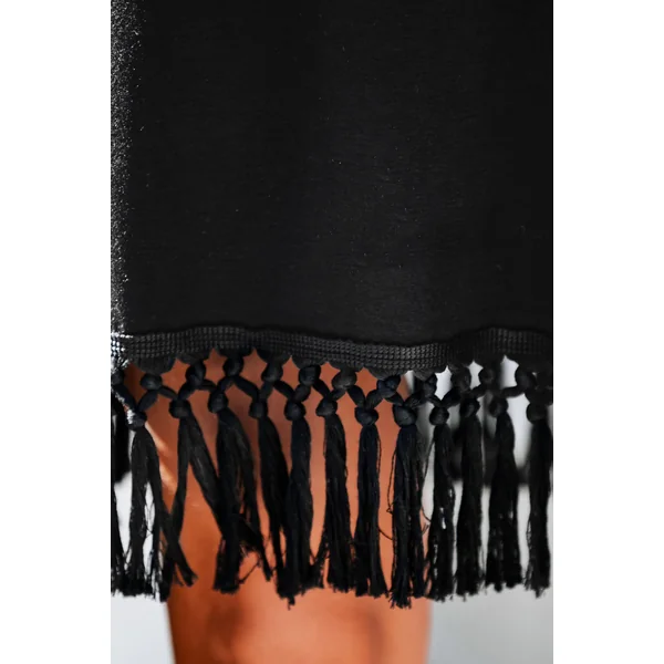 Robe à bretelles midi à glands