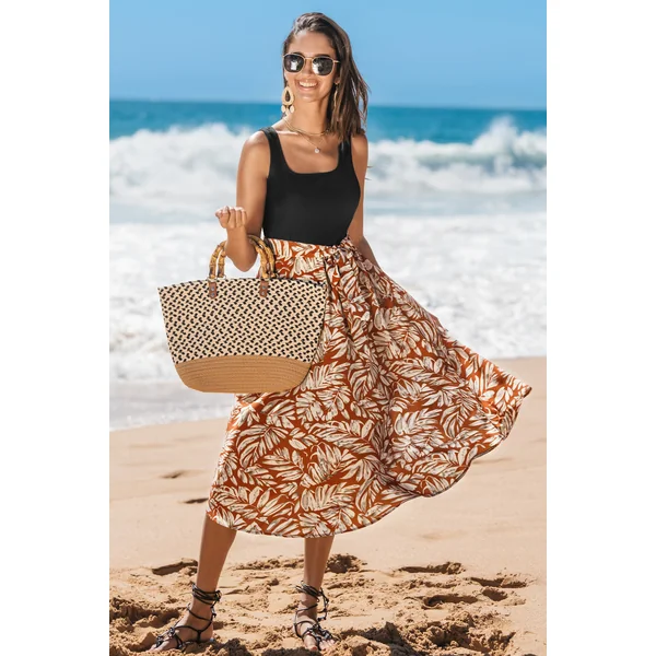 Robe à col carré tropicale à palmiers