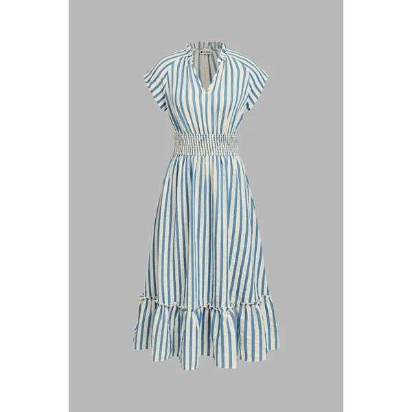 Robe à rayures taille smockée