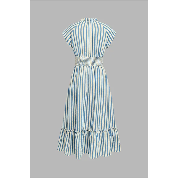 Robe à rayures taille smockée