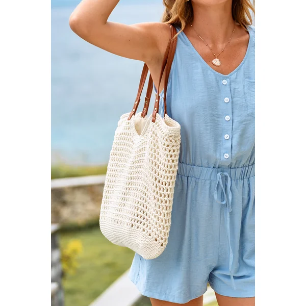 Sac cabas beige avec bandoulière