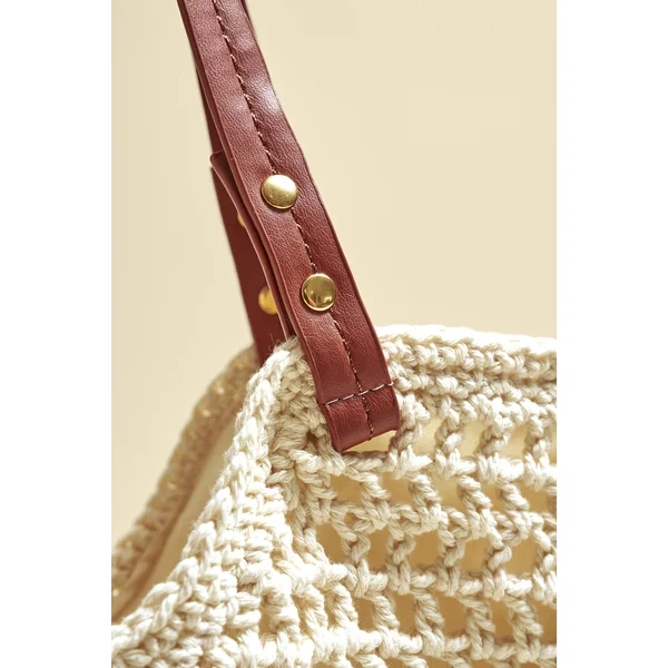 Sac cabas beige avec bandoulière