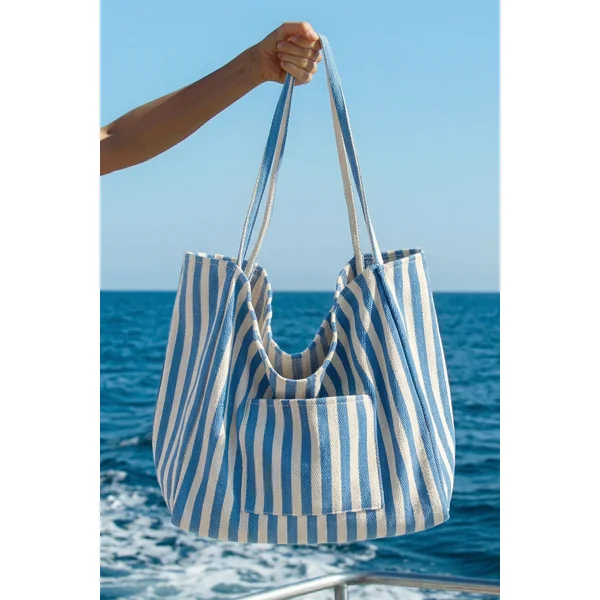 Sac cabas souple à rayures