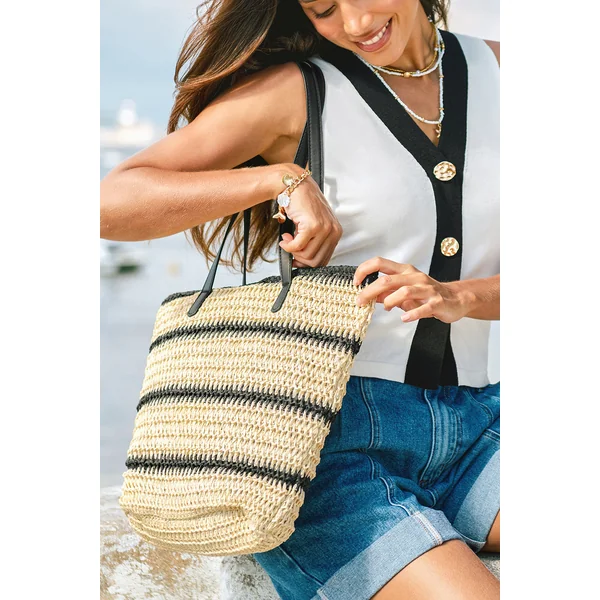 Sac en paille rayé