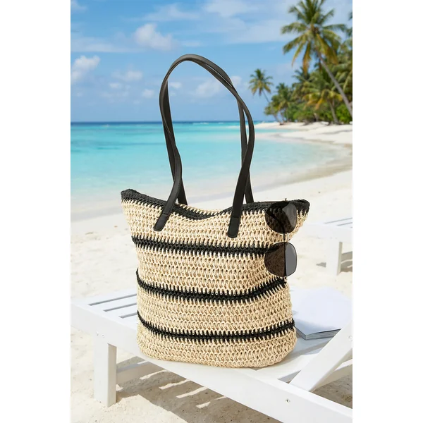 Sac en paille rayé