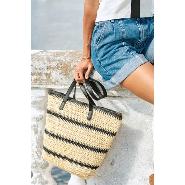 Sac en paille rayé
