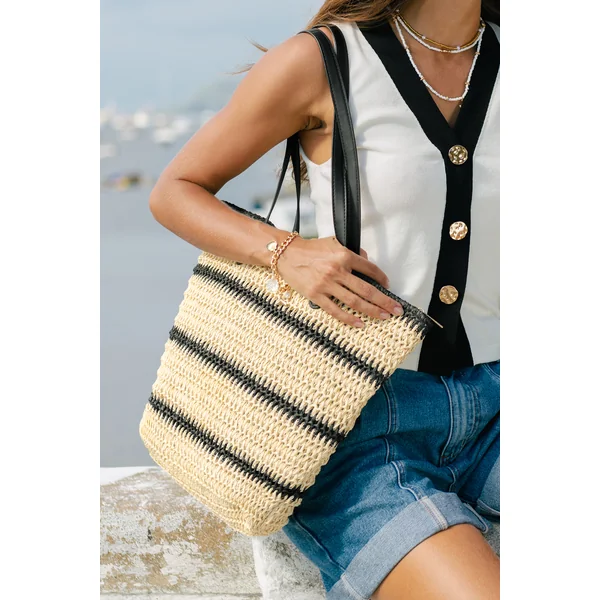 Sac en paille rayé