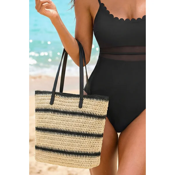 Sac en paille rayé
