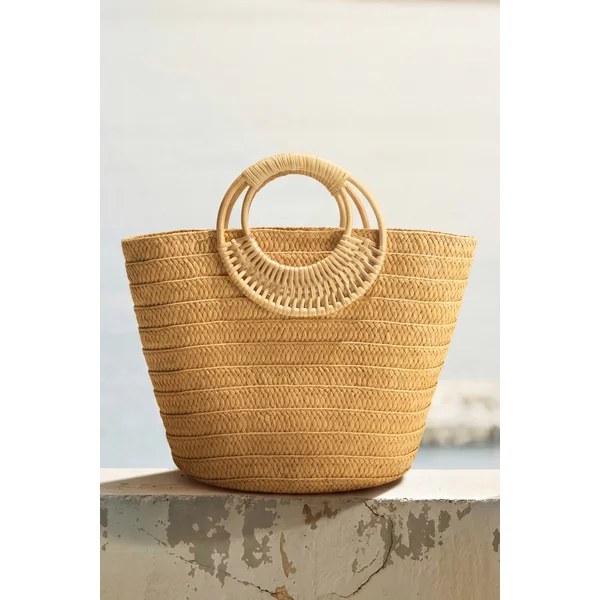 Sac en paille structuré à anse supérieure