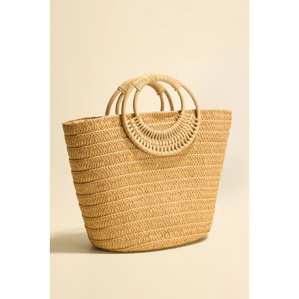 Sac en paille structuré à anse supérieure
