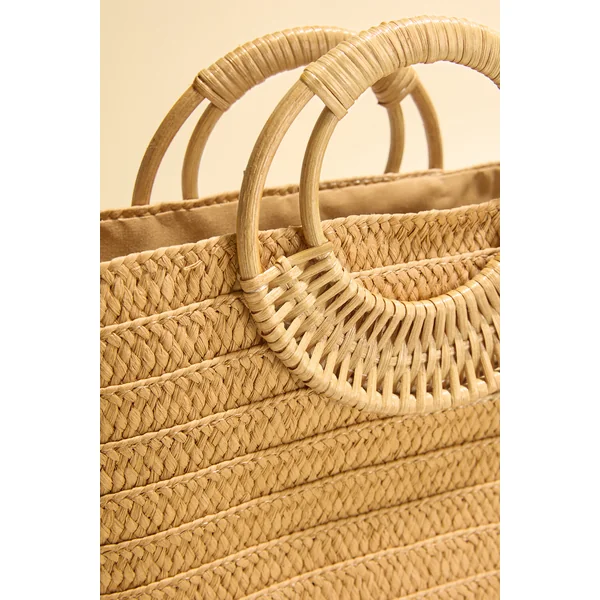 Sac en paille structuré à anse supérieure