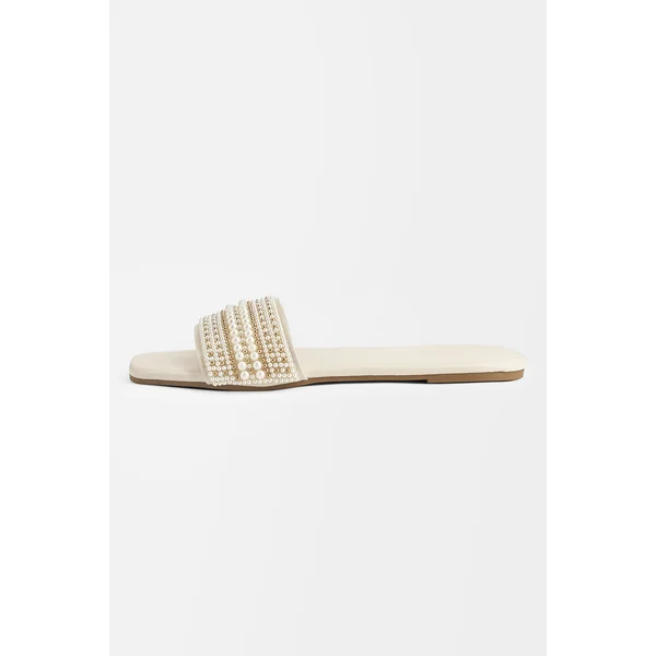 Sandales blanches perles fantaisie