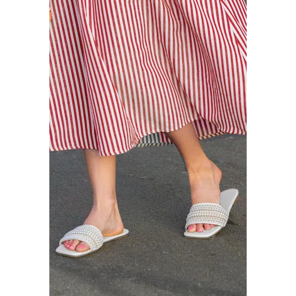 Sandales blanches perles fantaisie