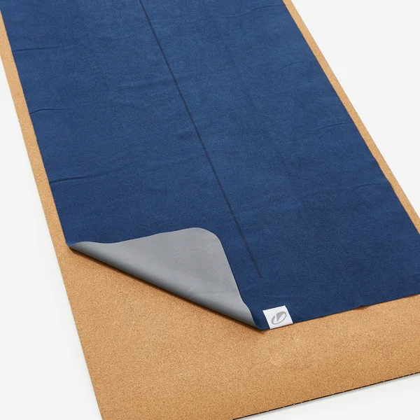Serviette de yoga antidérapante 183cm x 61cm x 1mm, bleu acier