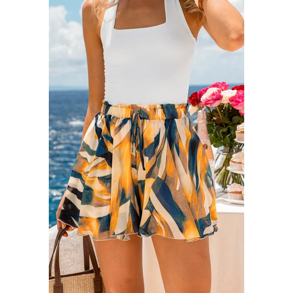 Short abstrait taille élastique