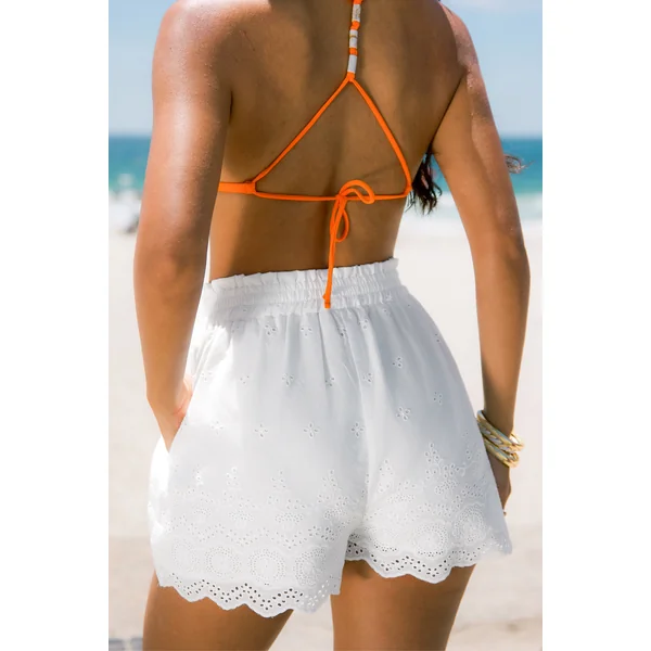 Short blanc tissé jambe large
