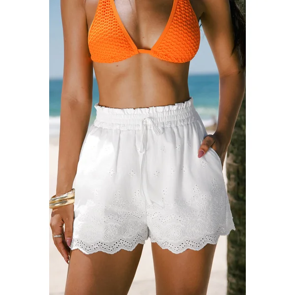 Short blanc tissé jambe large
