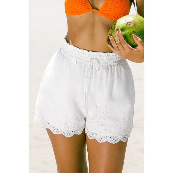 Short blanc tissé jambe large